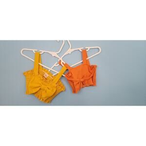 Baby Girls 6-9mos 3 Piece Outfit, 2 Bow Crop Tanks And Sunflower Bloomers